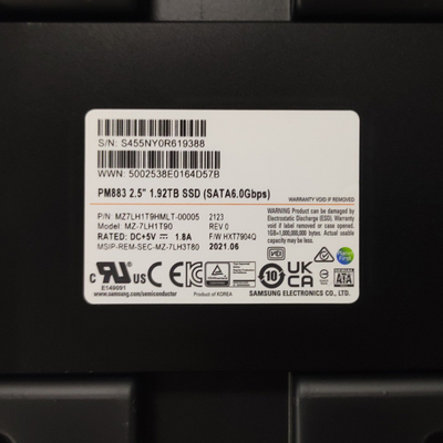 Ổ cứng bên trong SATA 6.0 Gbps 1.92TB SSD Samsung PM883 MZ7LH1T9HMLT